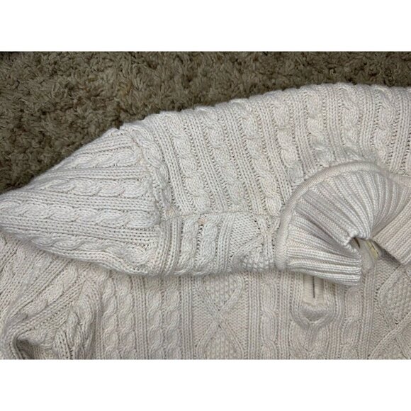 JEANNE PIERRE Vintage 1/4 Zip Cream Cable Knit Sweater Chunky Cabin Preppy XL - Picture 10 of 10